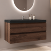 MONACO Bruin Eiken - Wastafel Zwart - 100cm