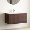 SOVINA Ribbel Walnoot - Wastafel Wit - 80cm