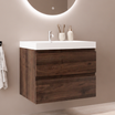 MONACO Bruin Eiken - Wastafel Wit - 60cm