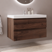 MONACO Bruin Eiken - Wastafel Wit - 80cm