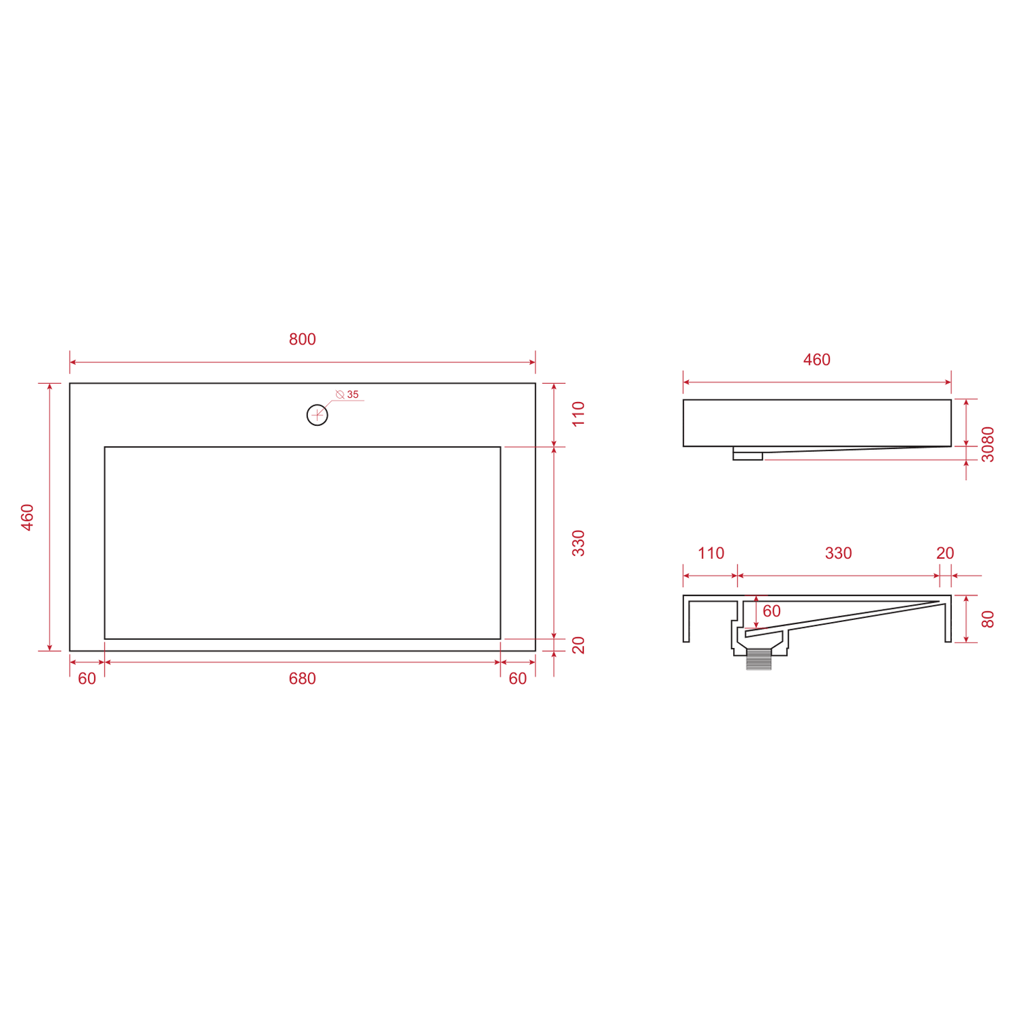 ZARIVO Glanzend Wit - Wastafel Wit - 80cm - lomazoo.com