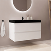 MONACO Glanzend Wit - Wastafel Zwart - 80 cm