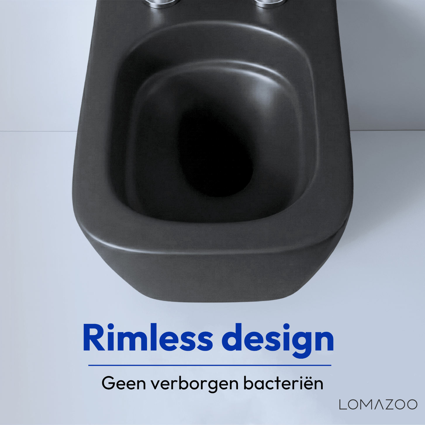 Hangtoilet met Inbouwreservoir - Vierkant Zwart - Drukplaat Rond Zwart - Linea - lomazoo.com