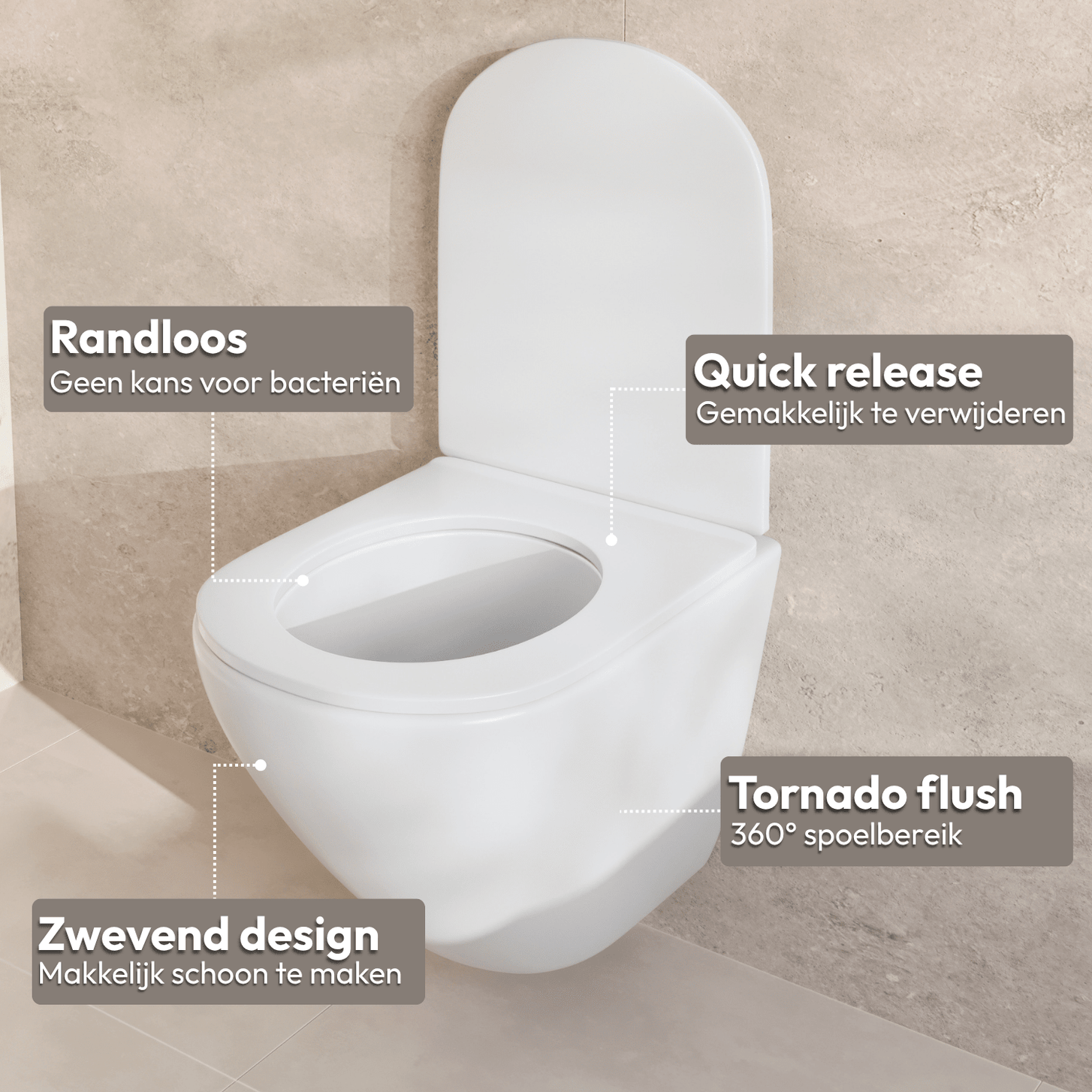 LINEA Hangend Toilet - Wit - Rond - lomazoo.com