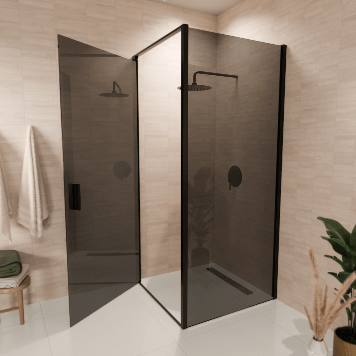 Douchecabine Bogota 90 x 90 x 200 cm - Zwart - Rookglas Nano Coating - lomazoo.com