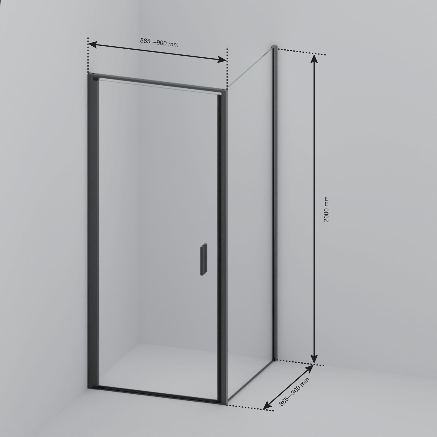 Douchecabine Bogota 90 x 90 x 200 cm - Zwart - Rookglas Nano Coating - lomazoo.com