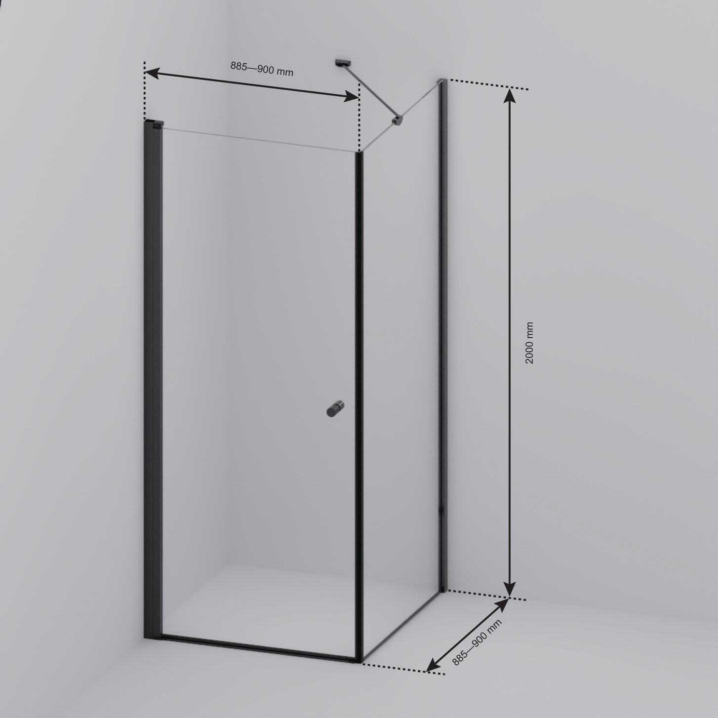 Douchecabine Medellin 90 x 90 x 200 cm - Glanzend Goud - Nano Coating - Draaideur - lomazoo.com