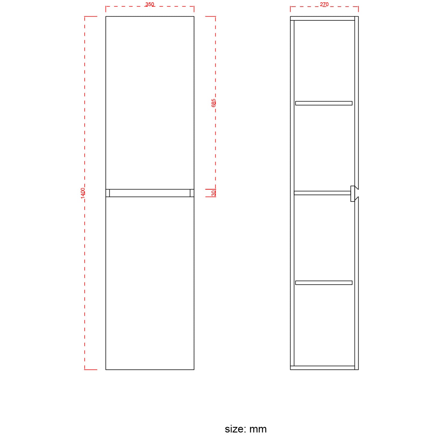 AZURO Mat Zwart - Wastafel Wit - Met Kolomkast - 80cm - lomazoo.com