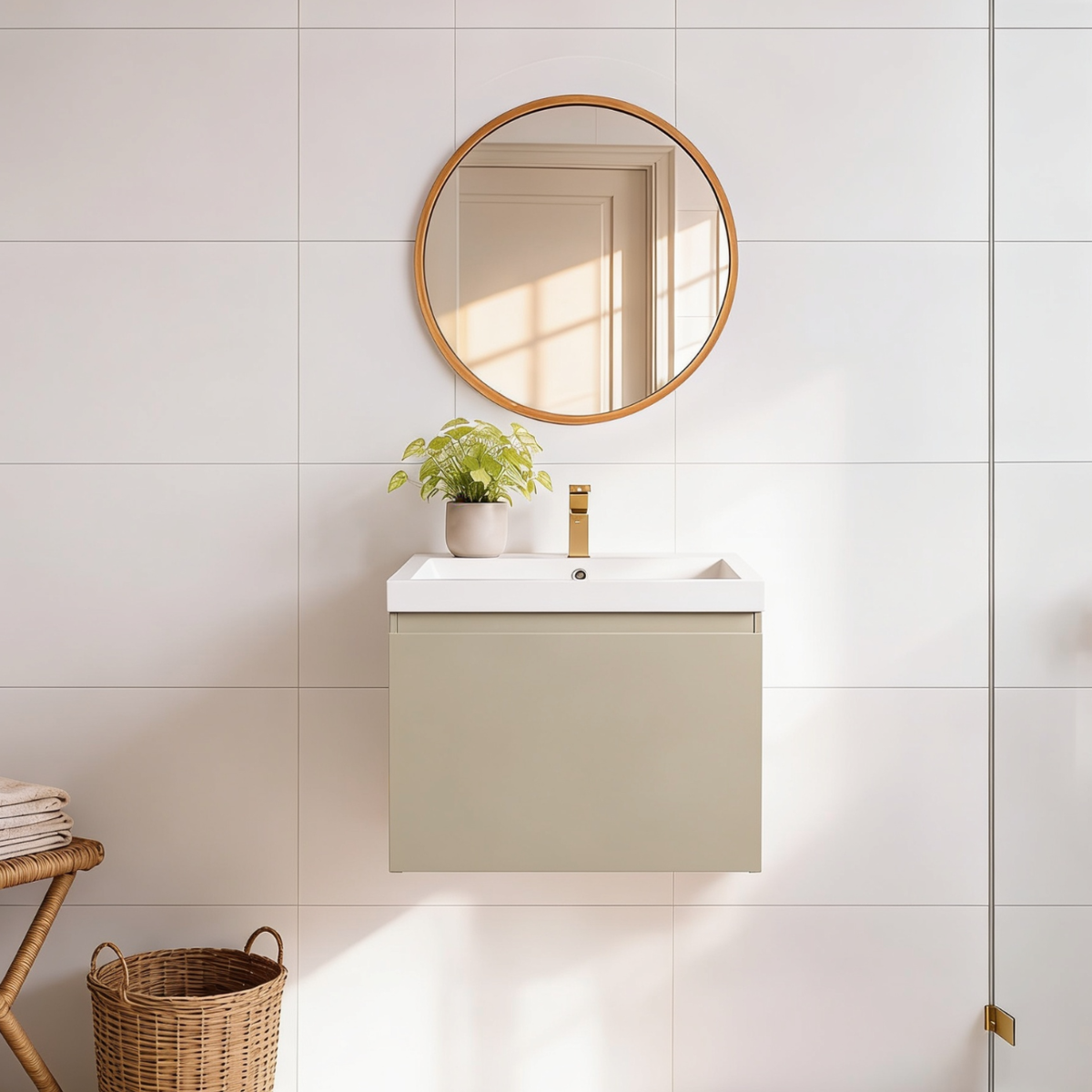 MODENA Greige - Wastafel Wit - 60cm