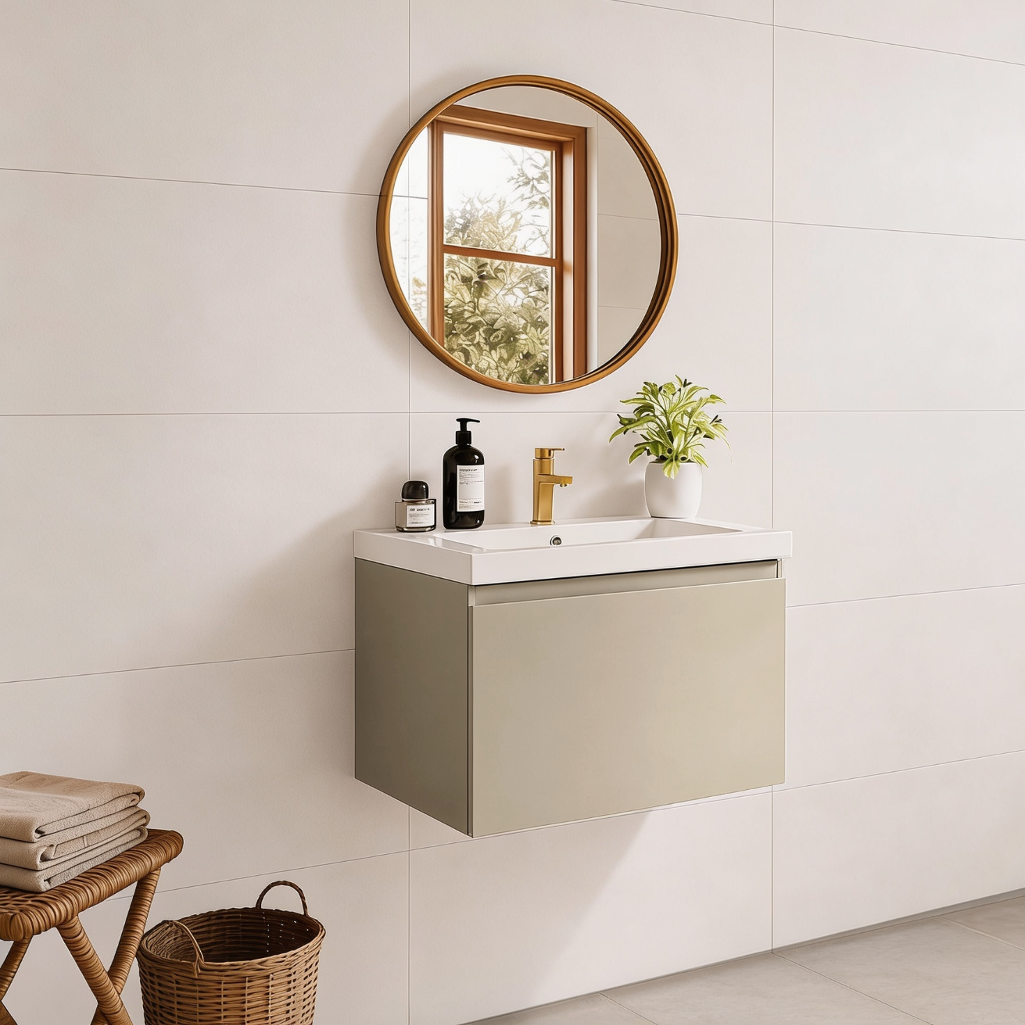 MODENA Greige - Wastafel Wit - 60cm
