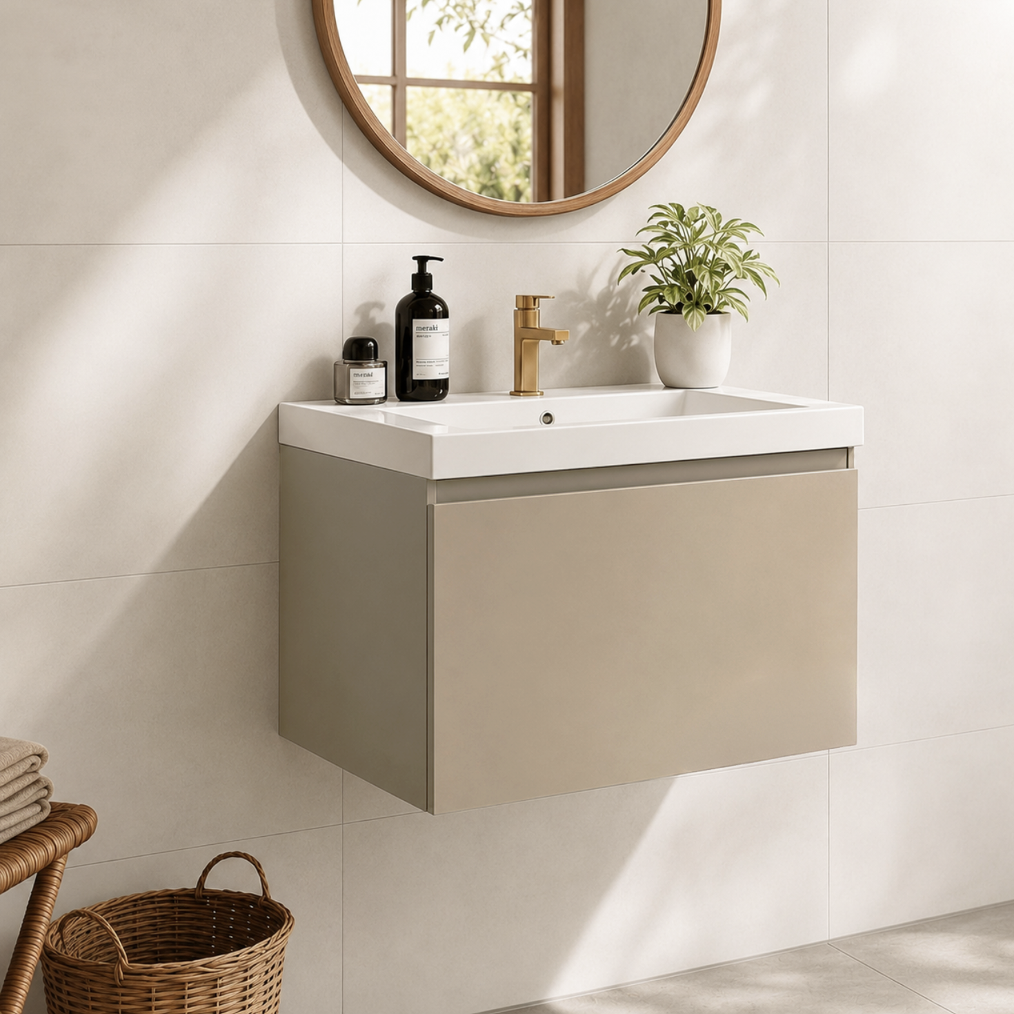 MODENA Greige - Wastafel Wit - 60cm