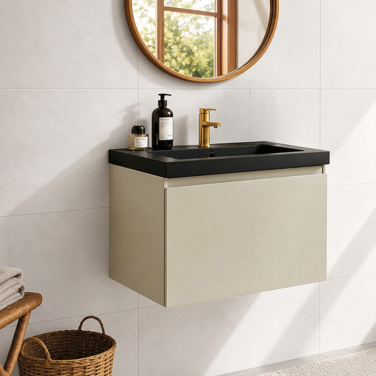 MODENA Greige - Wastafel Zwart - 60cm