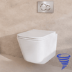 Hangtoilet met Inbouwreservoir - Vierkant Wit - Drukplaat Rond Chroom - Linea - lomazoo.com